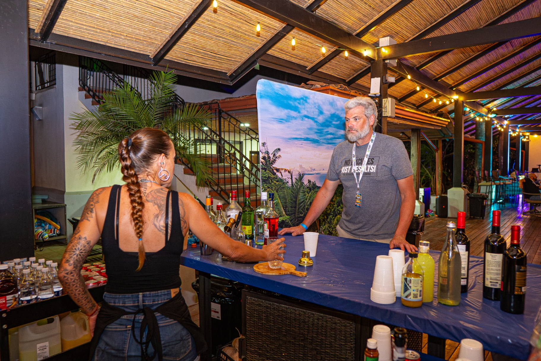 Terrace bar conversations after sessions