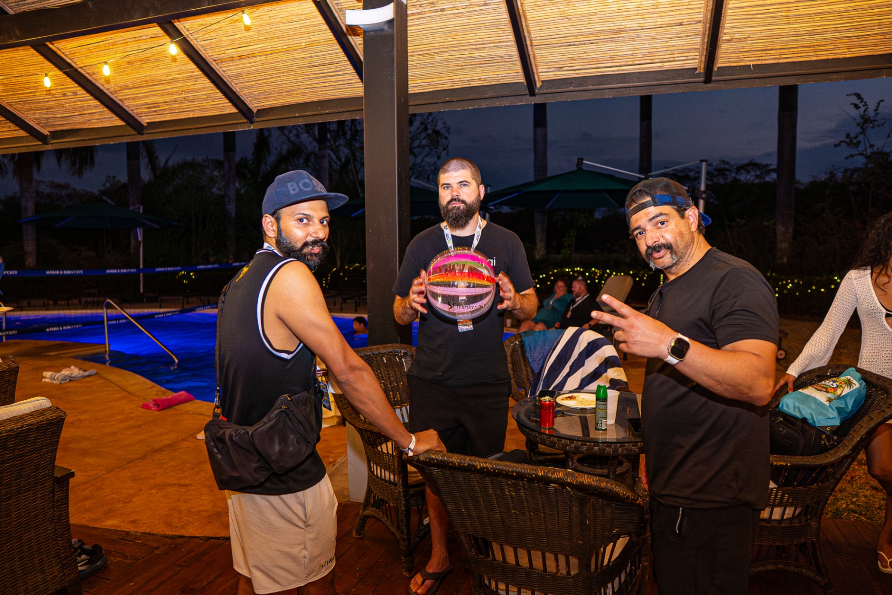 Poolside trophy moment with the thinkrr.ai crew
