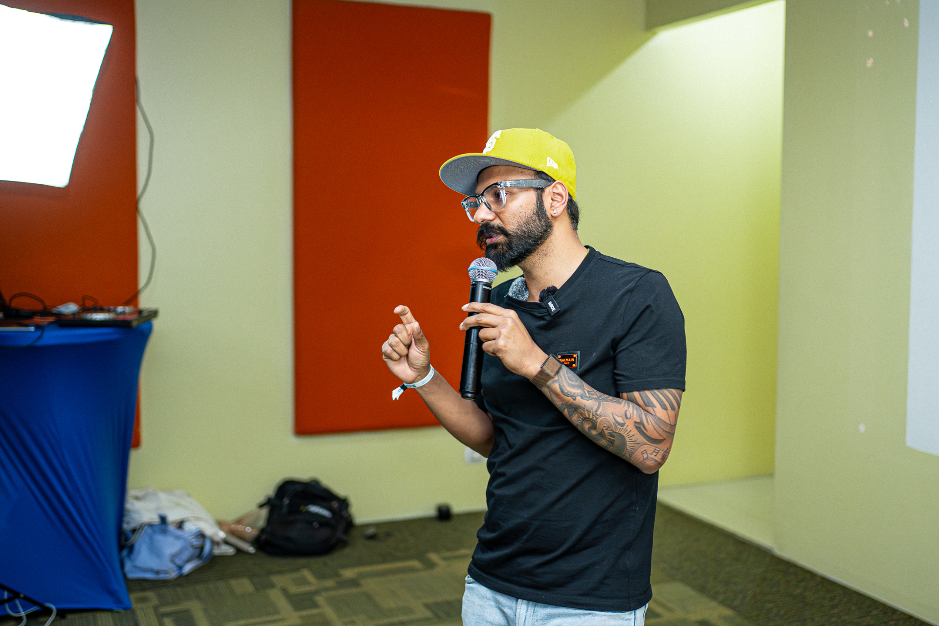 Nipun Syal on stage, breaking down the playbook
